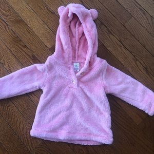 Baby Pink fuzzy hoodie sweater, 12 mo